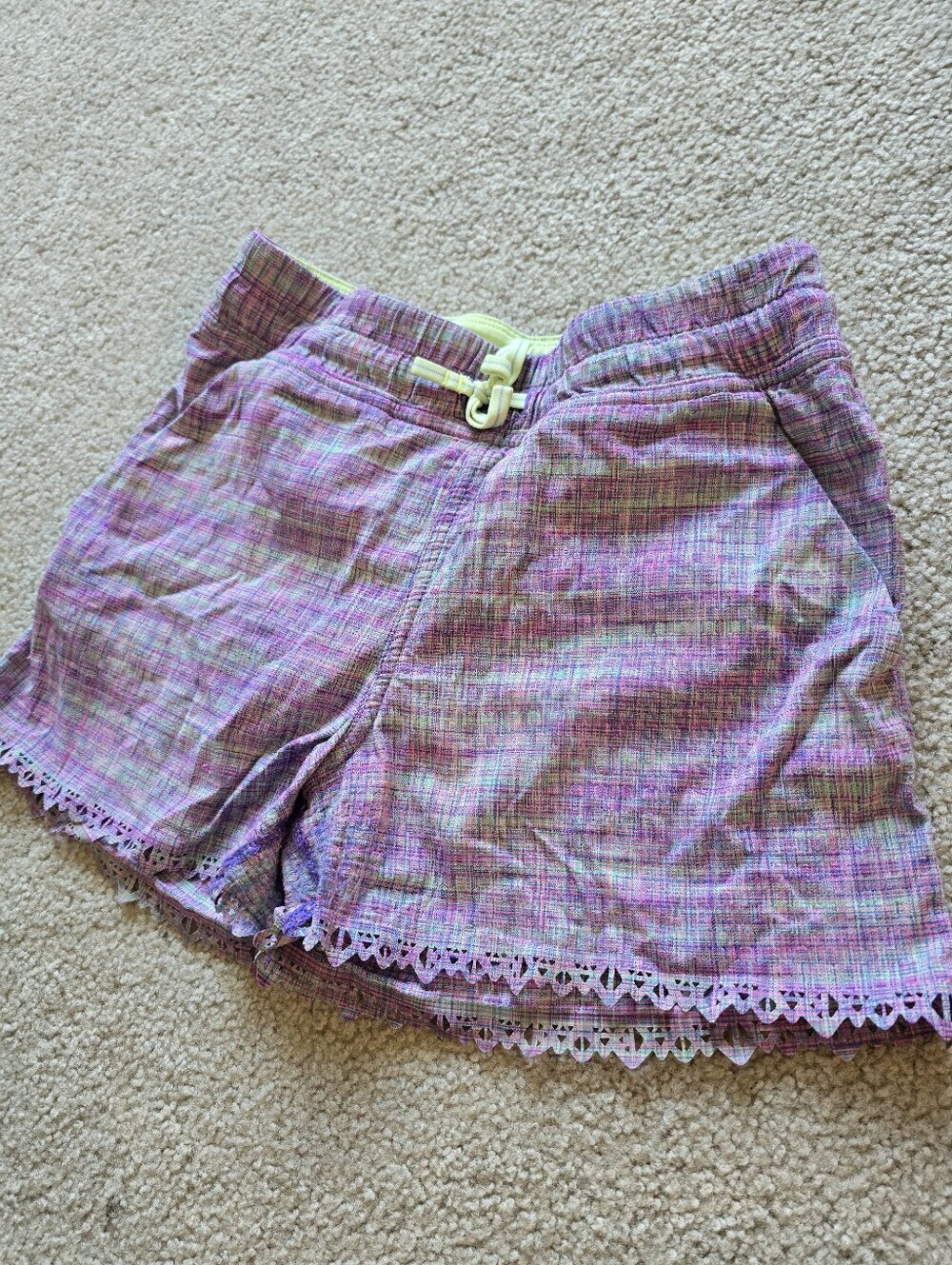 Ivivva Girls Play Away Lined Shorts Laser Cut Hem Size 7